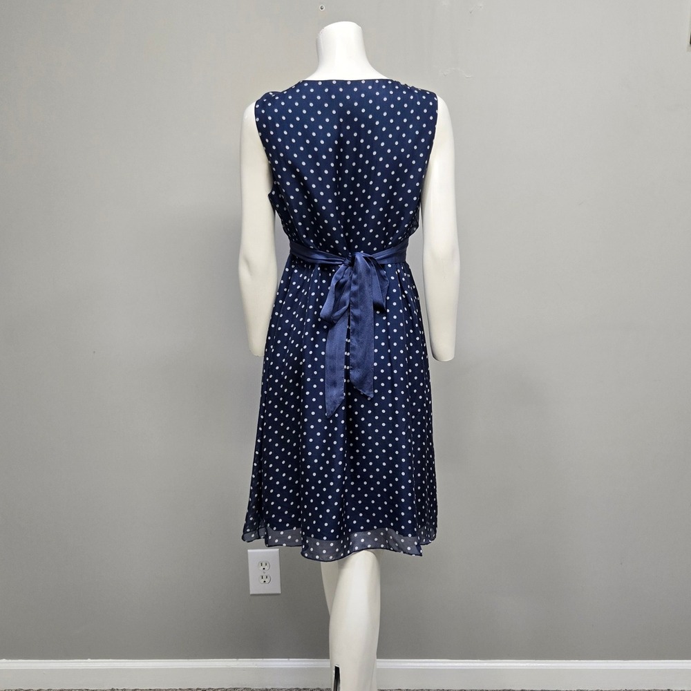 Luxe By‎ Seraphine 100% Silk Midi Maternity Dress Size 10 Blue Polka Dot Modest - Picture 3 of 10